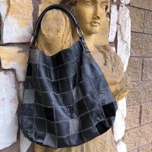 Rare Lucky Brand Vintage Leather Suede Patchwork Women's Purse Handbag Hobo Boho